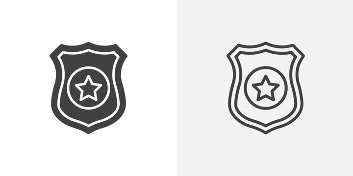 Police badge icon set for ui designs on white background