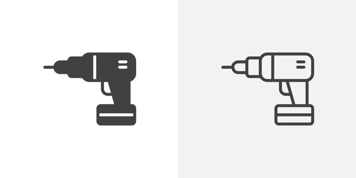 power drill vector icons set on white background