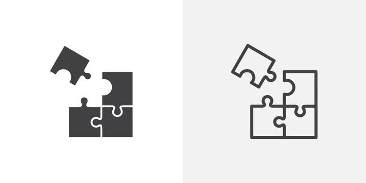Puzzle vector icons set on white background