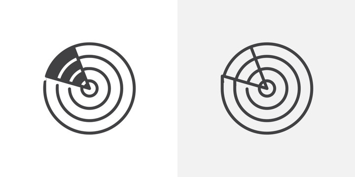 Radar vector icons set on white background