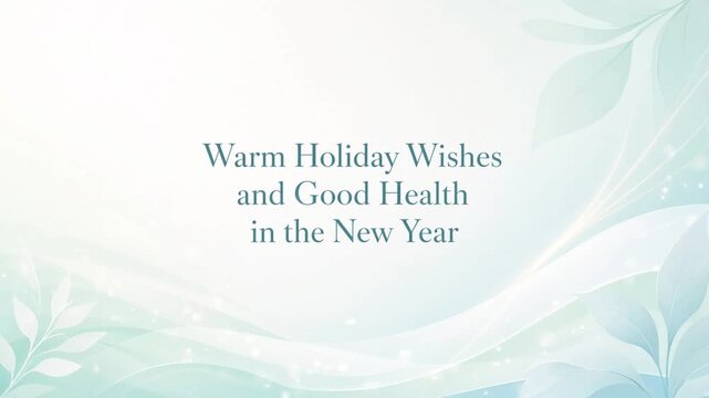 Warm holiday wishes greeting with soft aqua botanical design
