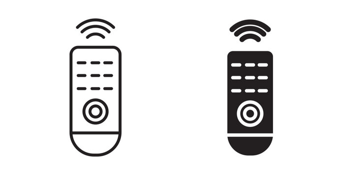 remote control icons in fill and stroke style on white background