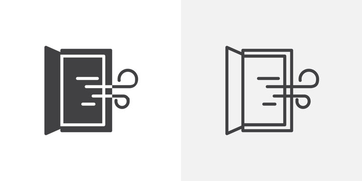 Room ventilation vector icons set on white background