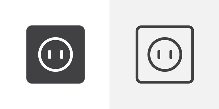 Round socket icon set for ui designs on white background