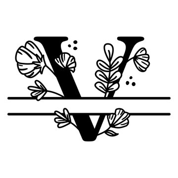 Floral split v monogram