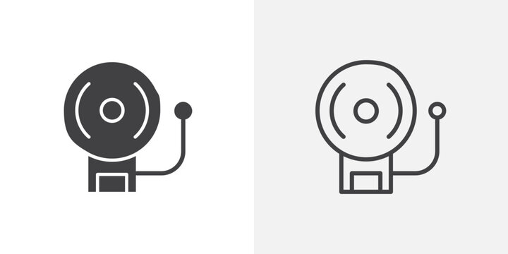 School bell icon set for ui designs on white background
