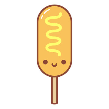 Happy corn-dog cartoon