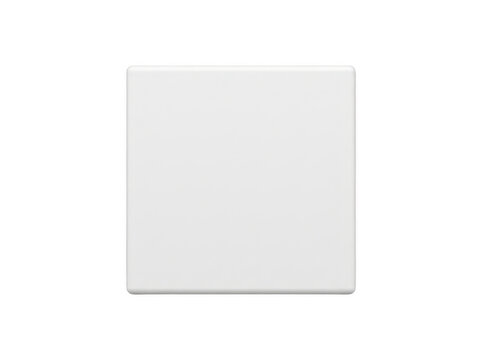 White square button with a smooth matte finish against a plain background.