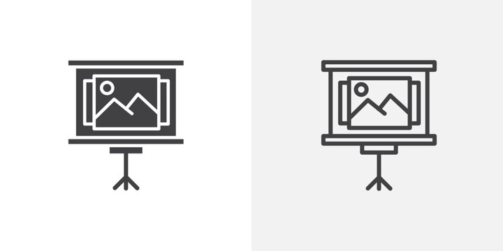 Slideshow icon set for ui designs on white background