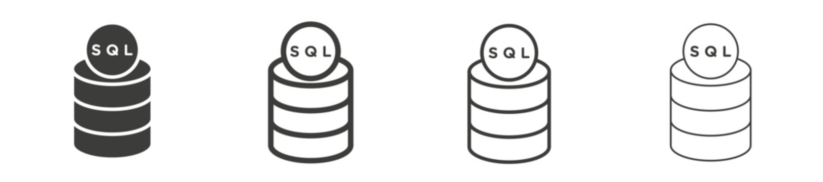 SQL icons vector pack in black color