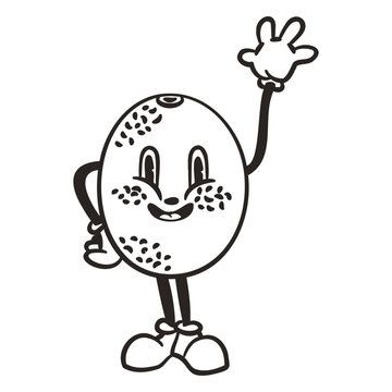 Retro cartoon stroke melon character
