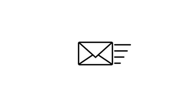 Black mail envelope icon on clean white background, minimal email communication symbol for message, inbox, correspondence, contact, notification, business and digital communication
