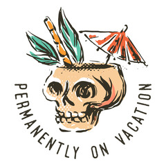 Obraz premium Skull drink summer badge