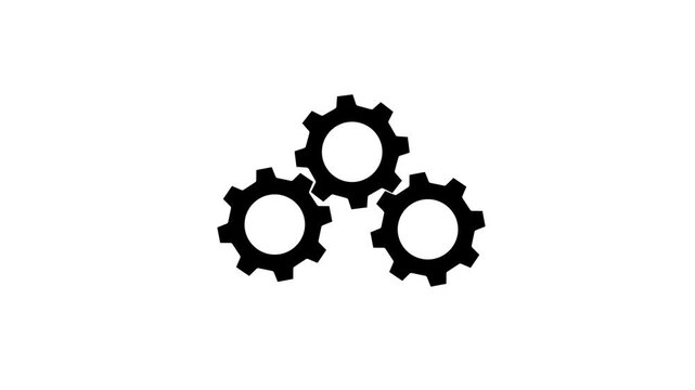 Cogwheel gear spinning around animation. Motion graphics of teamwork concept. Gear icon animation with spinning gears tutorials, mechanical presentations, engineering videos, and manufacturing content
