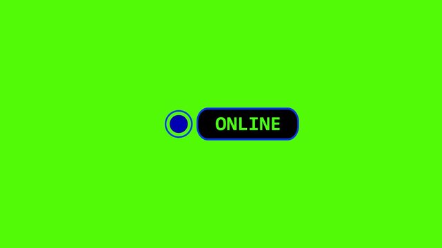 Online Status Toggle Button with Green Active Indicator, Digital Interface UI Element for Website, App, Chat, User Availability and Connectivity