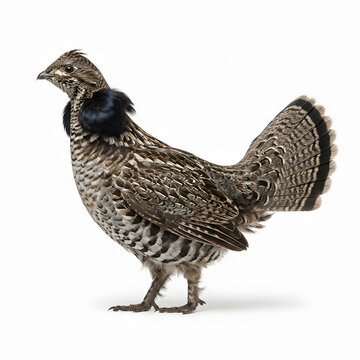 Ruffed Grouse Bird Profile Isolated on White Background
