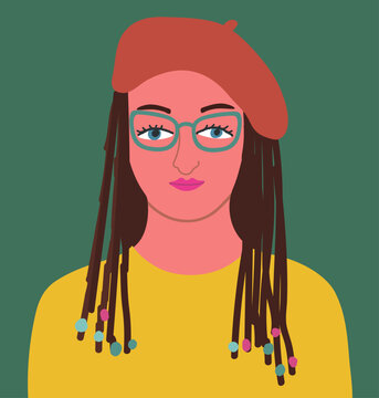 Abstract woman portrait. Fashion female, Girl face, head avatar, user profile, poster. Hand drawn vector illustration.