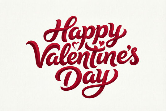 Happy Valentine's Day Red Script Typography On White Background