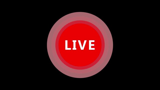 Live Stream sign. Red symbol, button of live streaming, broadcasting, online stream emblem. Alpha channel. For tv, shows and social media live performances. 4k video