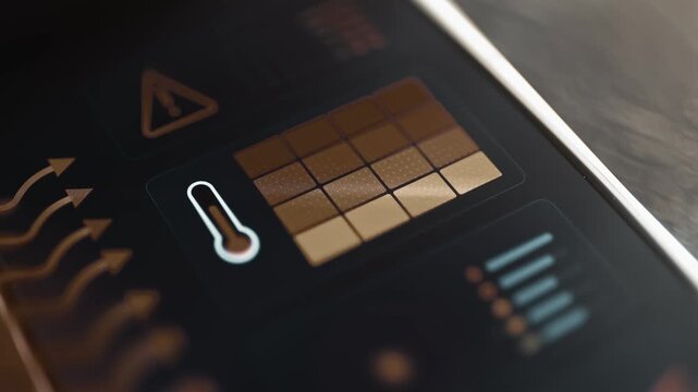 Temperature matrix displays layered amber heat levels