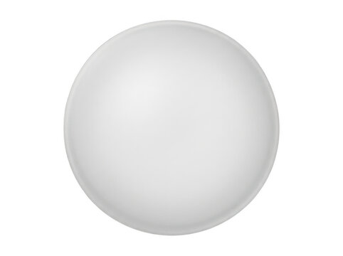 Smooth white spherical object with a matte finish isolated on a plain transparent background.