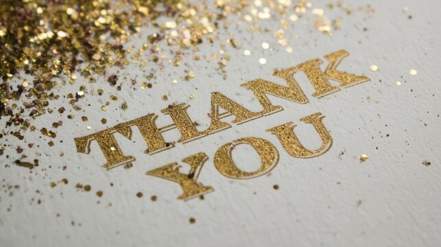 Elegant Gold Glitter Thank You Card Design Elements