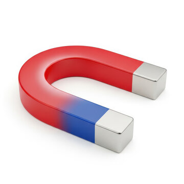 Strong horseshoe magnet with red and blue poles