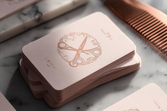 Elegant Hair Salon Branding Copper Scissors and Cards