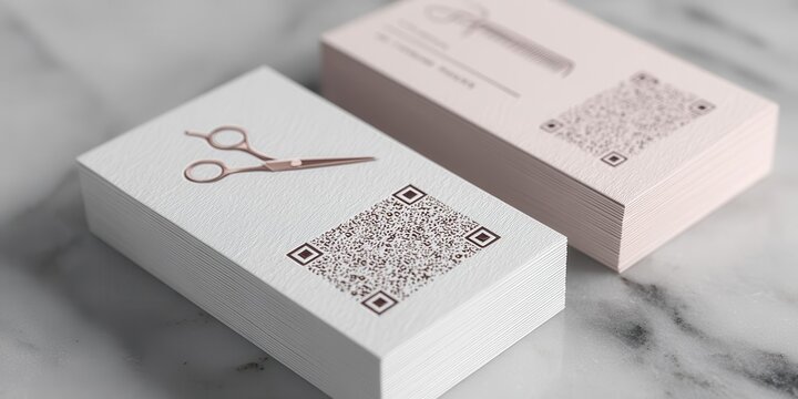 Elegant Hair Salon Business Cards with QR Codes