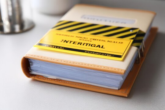 Elegant Leather Business Card Holder with Warning Label