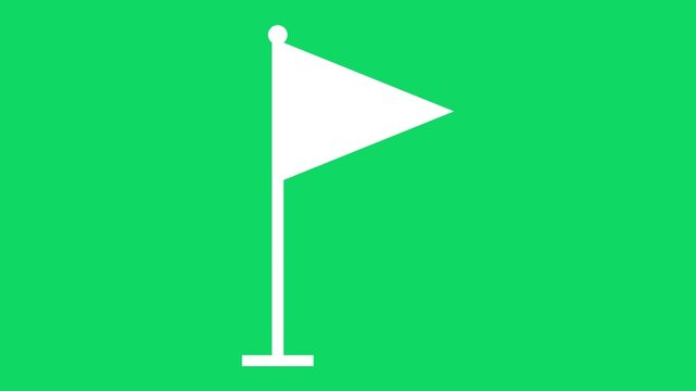 White Flag on Pole Icon Generate Animation, Breathing Popup Loop on Green Screen 4K