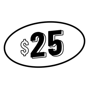 $25 money label cut out