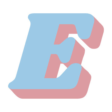 E letter sparkly retro alphabet font