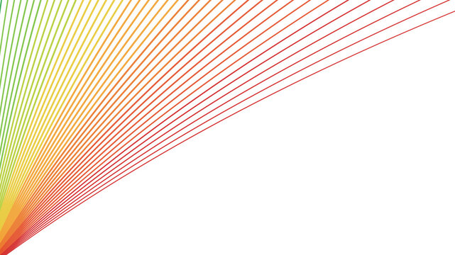 Colorful Rainbow Fan Lines Background, Curved Speed Line Vector Illustration White