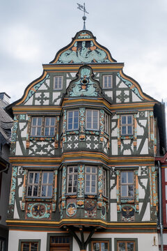 Ornate Half-Timbered Renaissance Facade in Idstein, Hessen, Germany