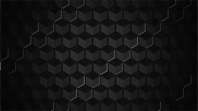 Dark geometric pattern with a subtle gold accent, abstract background texture with a luxurious and modern feel, suitable for presentations and digital interfaces