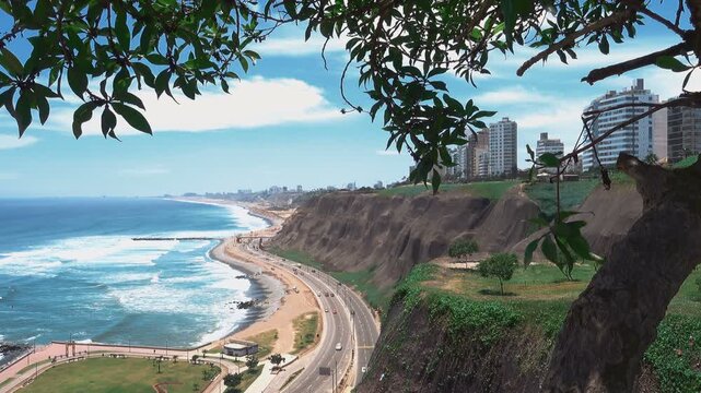 Coastal Cliffs and Highway View in Lima Peru