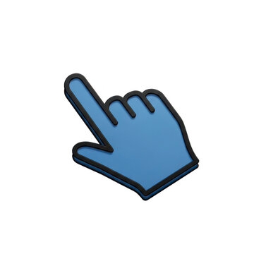 A blue hand pointing to the left isolated on transparent background
