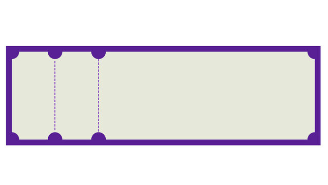 Purple border event ticket stub template with template rectangular isolated background minimalist business promotional marketing admission performance entertainment activity