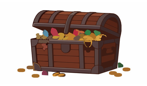 Pirate Treasure Chest Full of Gold Coins Gems and Jewelry