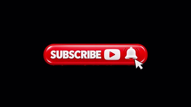 Red Subscribe Button 3D Alpha Channel Transition