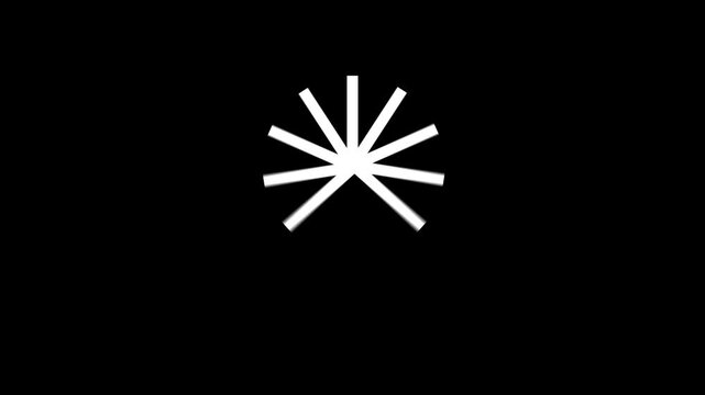 Abstract white fan shape graphic element isolated on a solid black background for motion design