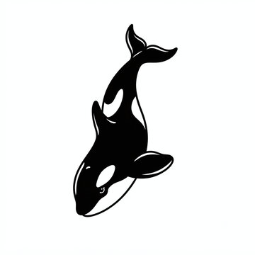 Stylized orca swimming tattoo design