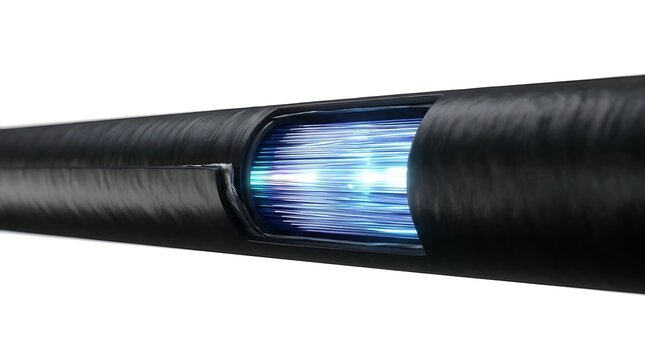 Fiber optic cable cross section isolated on white background