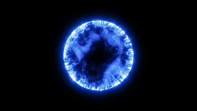 Blue Plasma Shockwave Energy Burst VFX, MOV with Alpha on Transparent Background