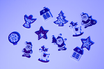 Fototapeta premium Christmas holiday decorations collection with Santa Claus and reindeer