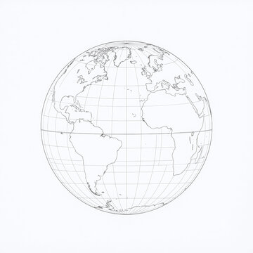 Line drawing globe with latitude and longitude tattoo