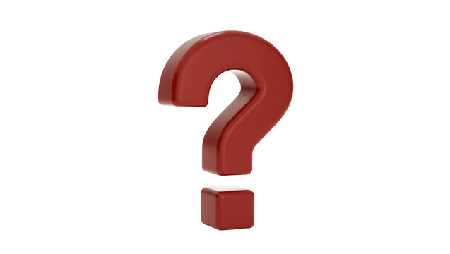 Red 3D question mark symbol, isolated on transparent background