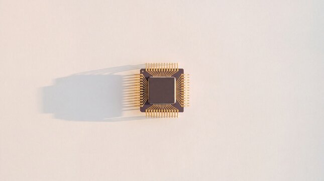 RISC-V Microchip on Minimal White Surface for Tech Website Banner