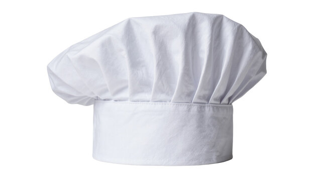 Traditional white chef s toque hat with pleats, isolated on transparent background